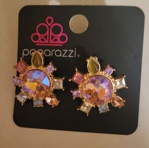 Paparazzi Gold Multicolor Gem Earrings